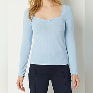 Ryegrass Womens Sweetheart Neck Long Sleeve Blouse